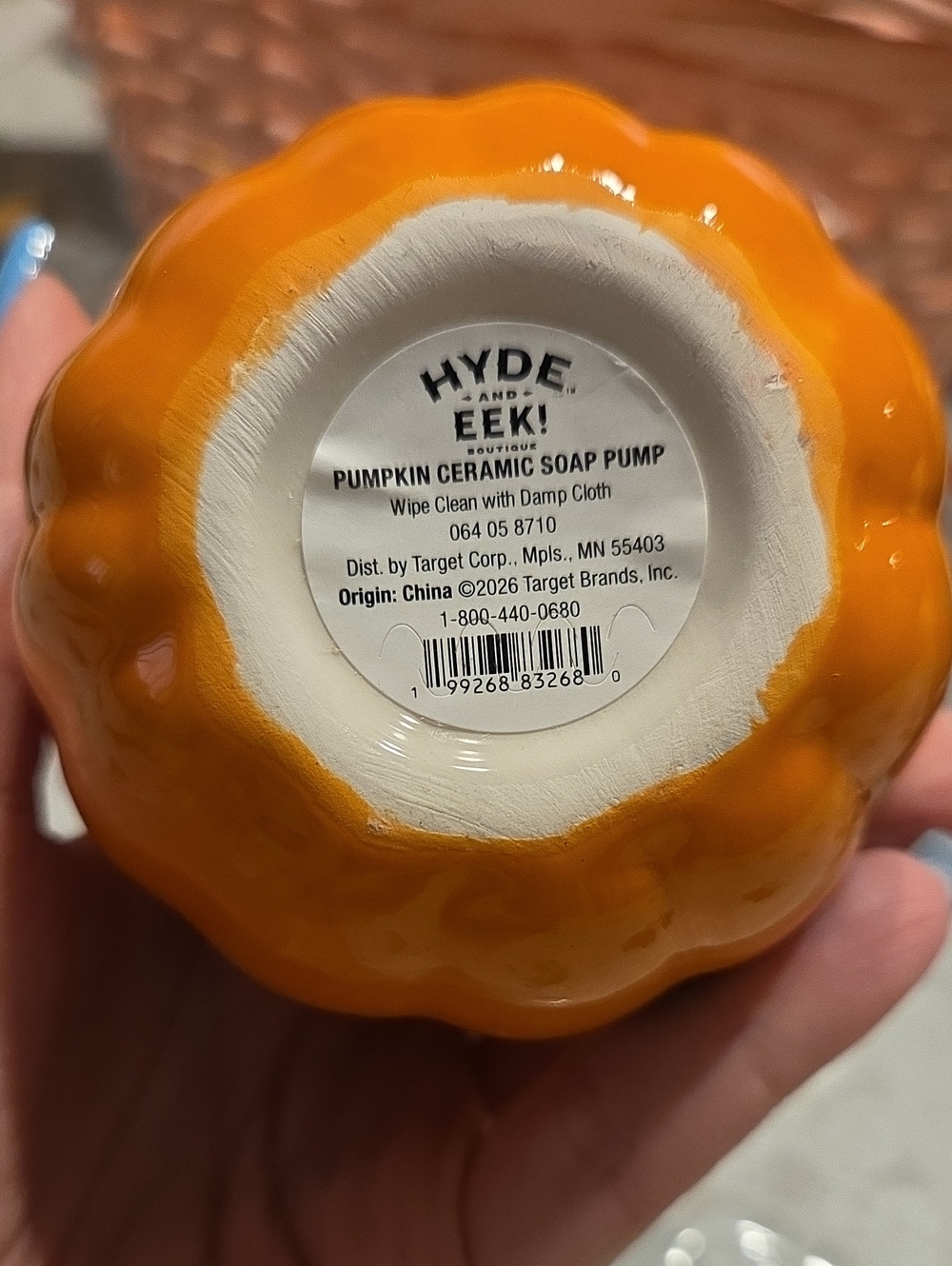 Nwt 🎃 Halloween Pumpkin Ceramic Soap Dispenser - Orange - Picture 2 of 2